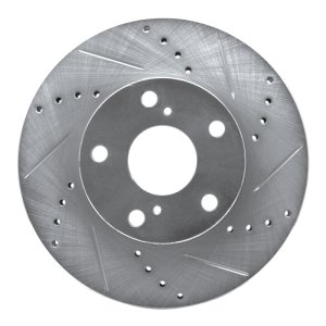 Toyota Tacoma Brake Rotor (1) - Front Right - R1 Concepts - Drilled & Slotted - Silver - `05-`15